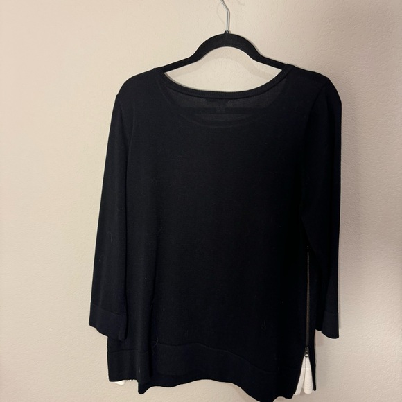 Halogen Black 3/4 sleeve sweater with zipper sides - Picture 2 of 7